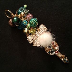 RHINESTONE KEY, DANGLES & GENUINE MINK POM!